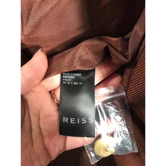 Reiss Finley Double Breasted Textured Twill Rust Brown Blazer Womens Office Work - Picture 13 of 15